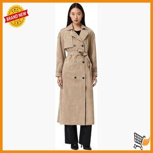 Suede Trench Coat Long Sleeve Regular Fit Premium Outerwear
